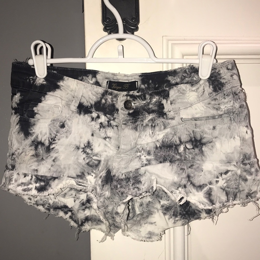 Tie dye denim shorts